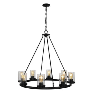 Coronet Iron/Seeded Glass Rustic Farmhouse LED Chandelier - JONATHAN Y