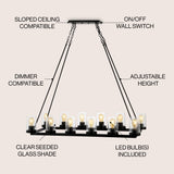 Coronet Iron/Seeded Glass Rustic Farmhouse LED Chandelier - JONATHAN Y