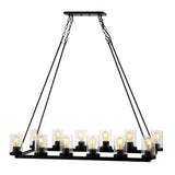 Coronet Iron/Seeded Glass Rustic Farmhouse LED Chandelier - JONATHAN Y