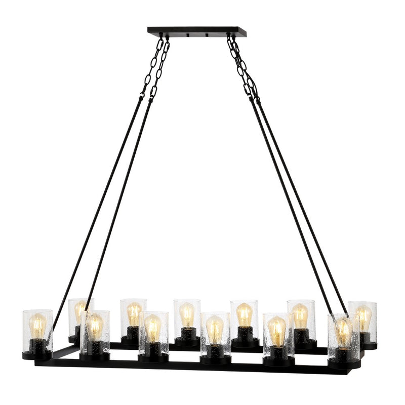 Coronet Iron/Seeded Glass Rustic Farmhouse LED Chandelier - JONATHAN Y