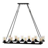 Coronet Iron/Seeded Glass Rustic Farmhouse LED Chandelier - JONATHAN Y