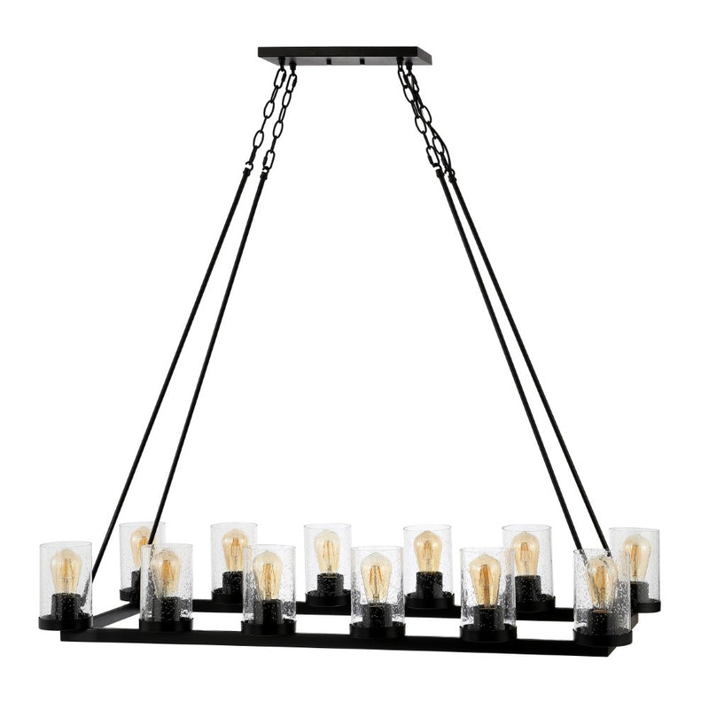 Coronet Iron/Seeded Glass Rustic Farmhouse LED Chandelier - JONATHAN Y