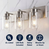 Irving Seeded Glass/Iron Modern Contemporary LED Vanity Light Nickel / 3 Sockets – ICONS