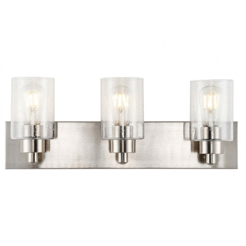 Irving Seeded Glass/Iron Modern Contemporary LED Vanity Light Nickel / 3 Sockets – OFF