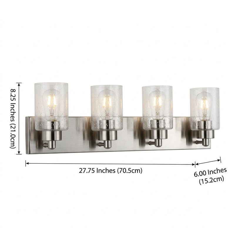 Irving Seeded Glass/Iron Modern Contemporary LED Vanity Light Nickel / 4 Sockets – DIM