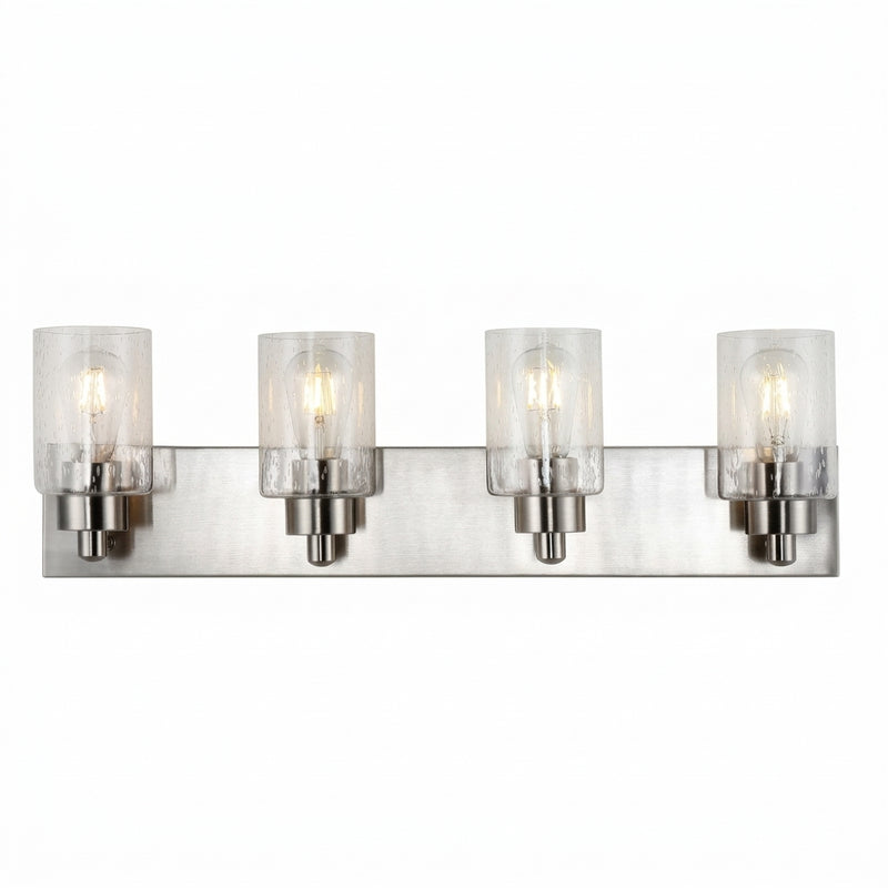 Irving Seeded Glass/Iron Modern Contemporary LED Vanity Light Nickel / 4 Sockets – OFF