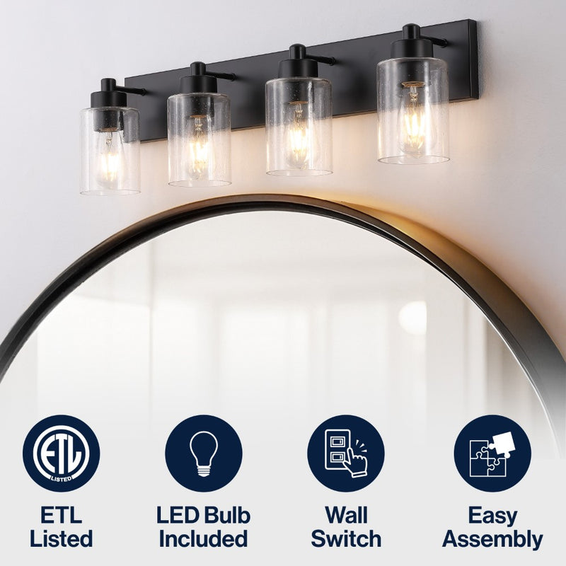 Irving Seeded Glass/Iron Modern Contemporary LED Vanity Light