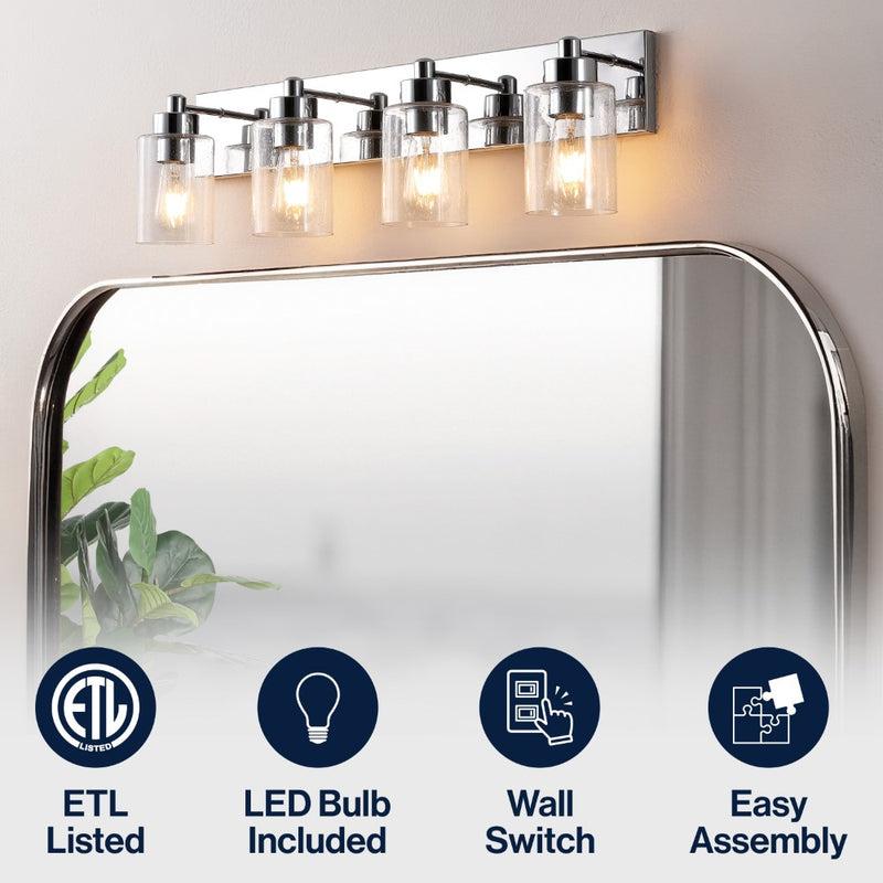 Irving Seeded Glass/Iron Modern Contemporary LED Vanity Light
