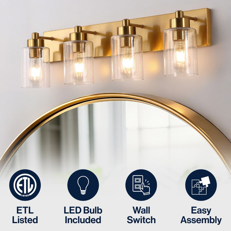Irving Seeded Glass/Iron Modern Contemporary LED Vanity Light