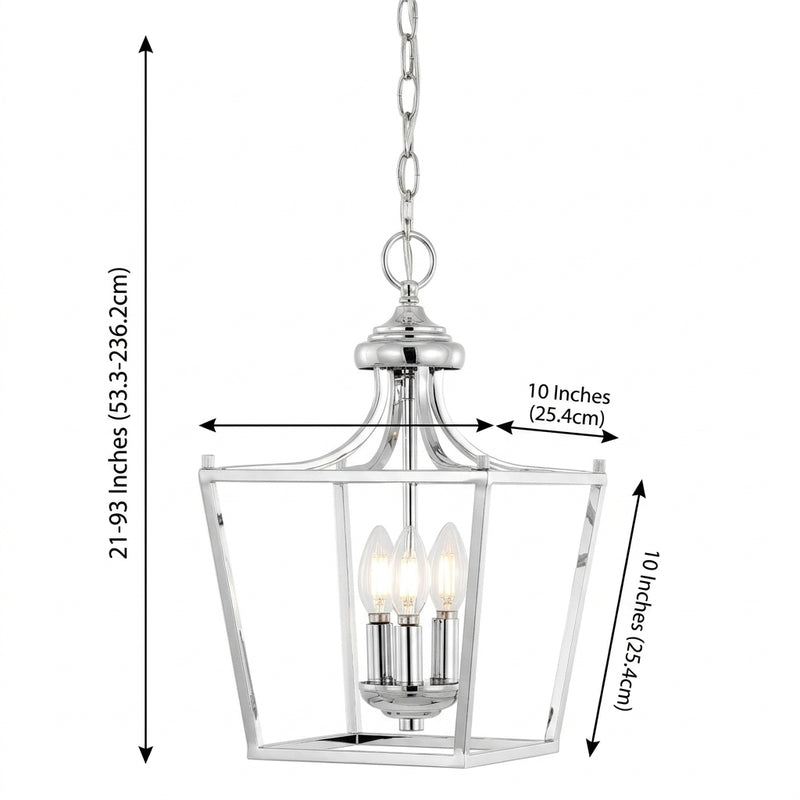 Camden Iron Classic Midcentury Pendant Lantern Chrome / 3 Sockets – DIM
