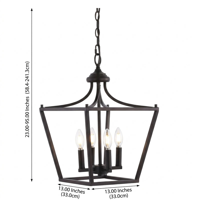 Camden Iron Classic Midcentury Pendant Lantern Oil Rubbed Bronze / 4 Sockets – DIM