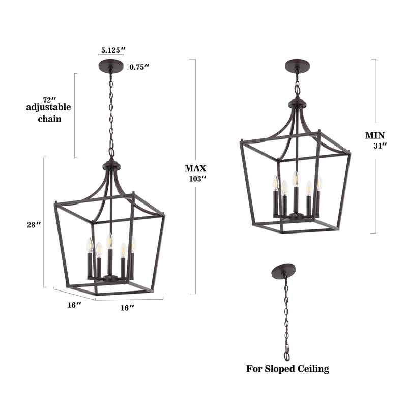 Camden Iron Classic Midcentury Pendant Lantern