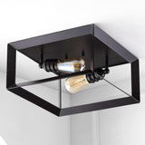 Marfa Square 13" Iron Modern Farmhouse LED Flush Mount - JONATHAN Y