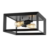 Marfa Square 13" Iron Modern Farmhouse LED Flush Mount - JONATHAN Y
