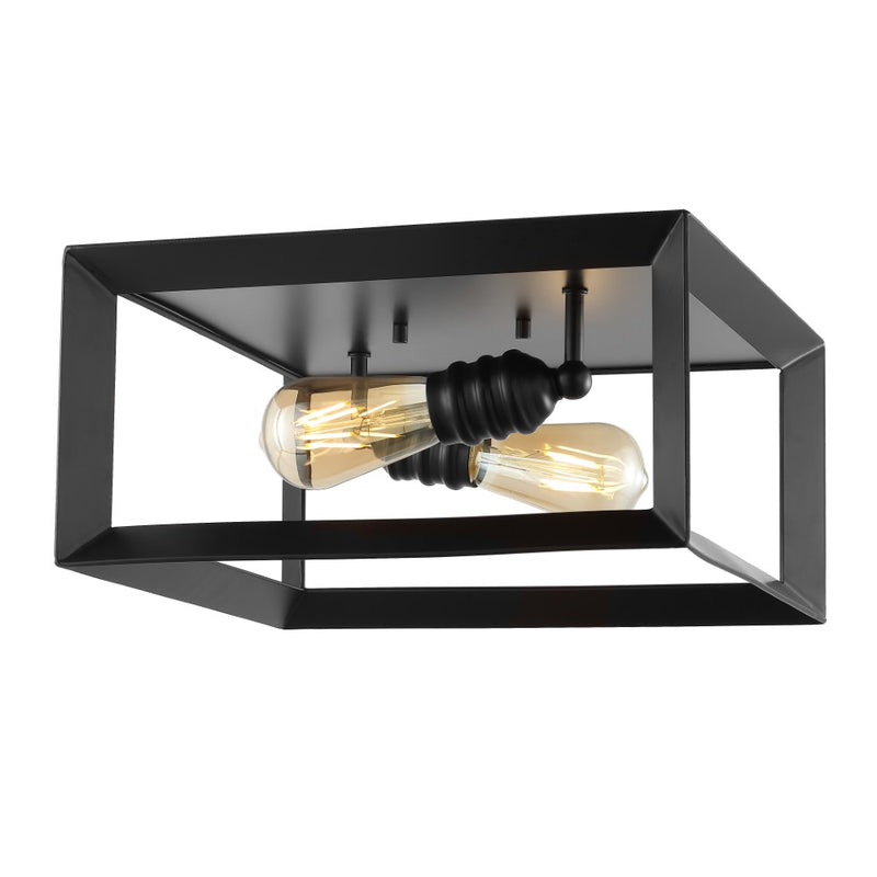 Marfa Square 13" Iron Modern Farmhouse LED Flush Mount - JONATHAN Y