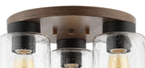 Nola 13" Bohemian Farmhouse Iron/Seeded Glass LED Semi Flush Mount - JONATHAN Y
