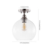 Marla 9.75" Bohemian Farmhouse Iron/Seeded Glass LED Semi Flush Mount - JONATHAN Y