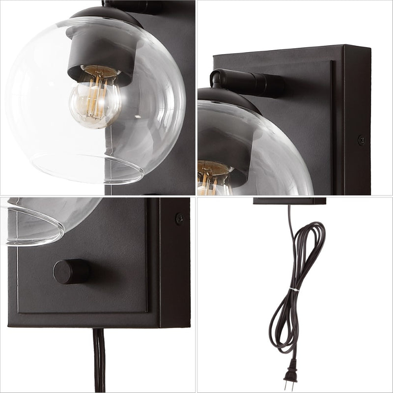 Hugo 6" Minimalist Modern Plug-In or Hardwired Adjustable Iron LED Wall Sconce with Rotary Dimmer - JONATHAN Y
