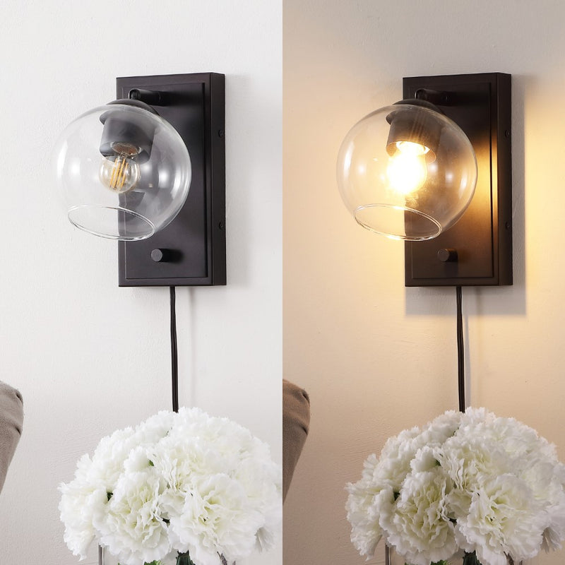 Hugo 6" Minimalist Modern Plug-In or Hardwired Adjustable Iron LED Wall Sconce with Rotary Dimmer - JONATHAN Y