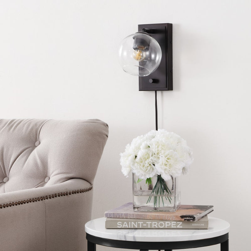 Hugo 6" Minimalist Modern Plug-In or Hardwired Adjustable Iron LED Wall Sconce with Rotary Dimmer - JONATHAN Y
