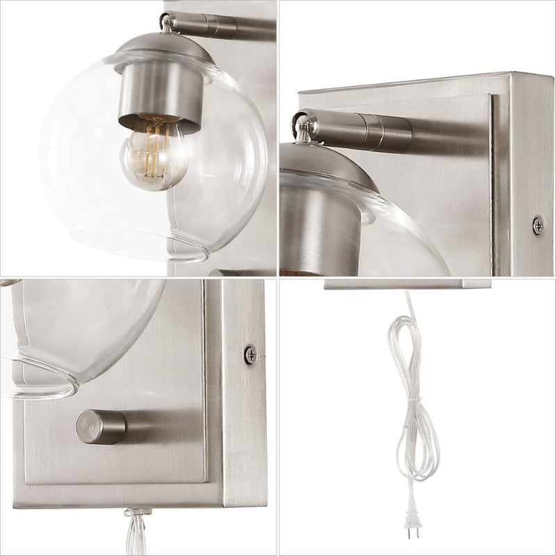 Hugo 6" Minimalist Modern Plug-In or Hardwired Adjustable Iron LED Wall Sconce with Rotary Dimmer - JONATHAN Y