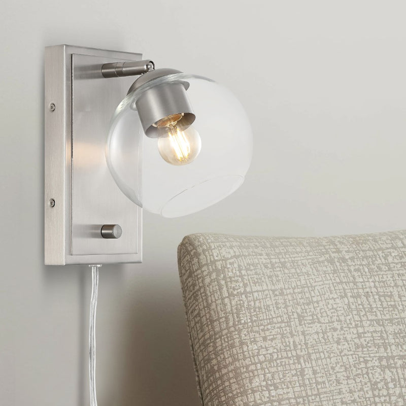 Hugo 6" Minimalist Modern Plug-In or Hardwired Adjustable Iron LED Wall Sconce with Rotary Dimmer - JONATHAN Y
