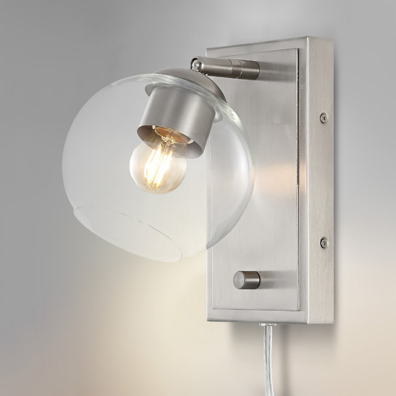 Hugo 6" Minimalist Modern Plug-In or Hardwired Adjustable Iron LED Wall Sconce with Rotary Dimmer - JONATHAN Y