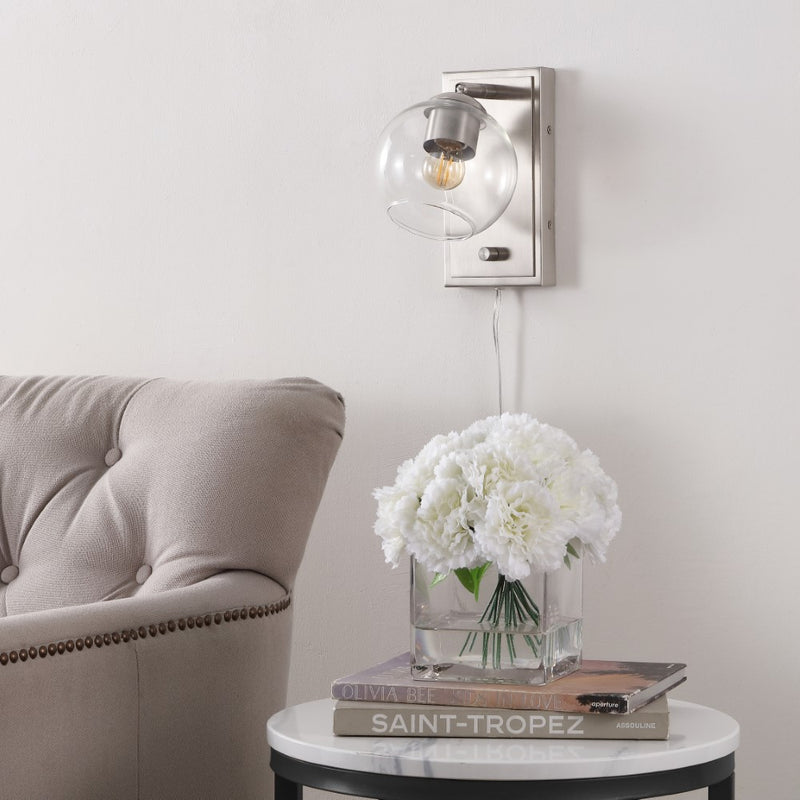 Hugo 6" Minimalist Modern Plug-In or Hardwired Adjustable Iron LED Wall Sconce with Rotary Dimmer - JONATHAN Y