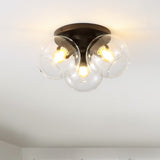 Iris 11.5" Farmhouse Rustic Iron/Glass LED Semi Flush Mount - JONATHAN Y