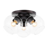 Iris 11.5" Farmhouse Rustic Iron/Glass LED Semi Flush Mount - JONATHAN Y