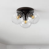 Iris 11.5" Farmhouse Rustic Iron/Glass LED Semi Flush Mount - JONATHAN Y
