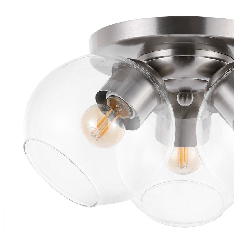 Iris 11.5" Farmhouse Rustic Iron/Glass LED Semi Flush Mount - JONATHAN Y