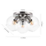 Iris 11.5" Farmhouse Rustic Iron/Glass LED Semi Flush Mount - JONATHAN Y