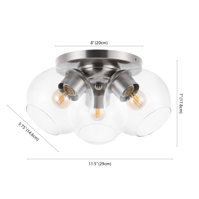 Iris 11.5" Farmhouse Rustic Iron/Glass LED Semi Flush Mount - JONATHAN Y