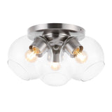 Iris 11.5" Farmhouse Rustic Iron/Glass LED Semi Flush Mount - JONATHAN Y