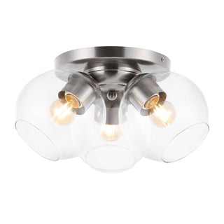 Iris 11.5" Farmhouse Rustic Iron/Glass LED Semi Flush Mount - JONATHAN Y
