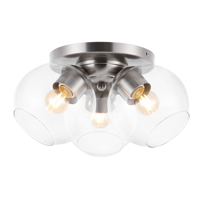 Iris 11.5" Farmhouse Rustic Iron/Glass LED Semi Flush Mount - JONATHAN Y