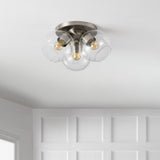 Iris 11.5" Farmhouse Rustic Iron/Glass LED Semi Flush Mount - JONATHAN Y