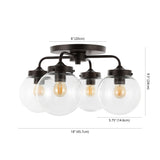 Piper 18" Farmhouse Rustic Iron/Glass LED Semi Flush Mount - JONATHAN Y