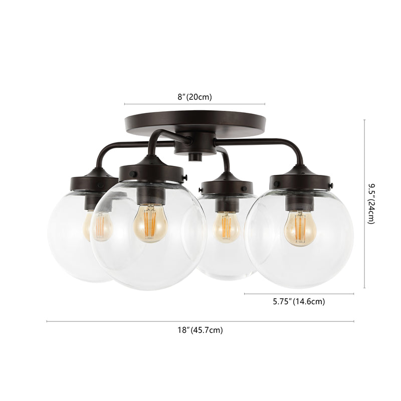 Piper 18" Farmhouse Rustic Iron/Glass LED Semi Flush Mount - JONATHAN Y