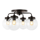 Piper 18" Farmhouse Rustic Iron/Glass LED Semi Flush Mount - JONATHAN Y