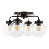 Piper 18" Farmhouse Rustic Iron/Glass LED Semi Flush Mount - JONATHAN Y