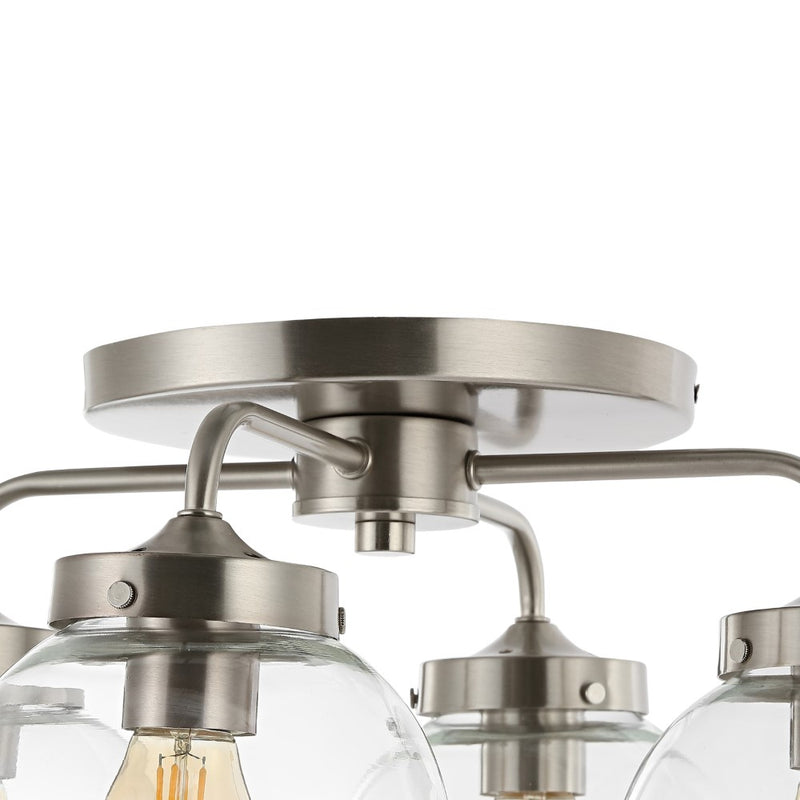 Piper 18" Farmhouse Rustic Iron/Glass LED Semi Flush Mount - JONATHAN Y