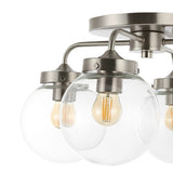 Piper 18" Farmhouse Rustic Iron/Glass LED Semi Flush Mount - JONATHAN Y