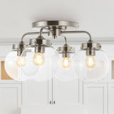 Piper 18" Farmhouse Rustic Iron/Glass LED Semi Flush Mount - JONATHAN Y