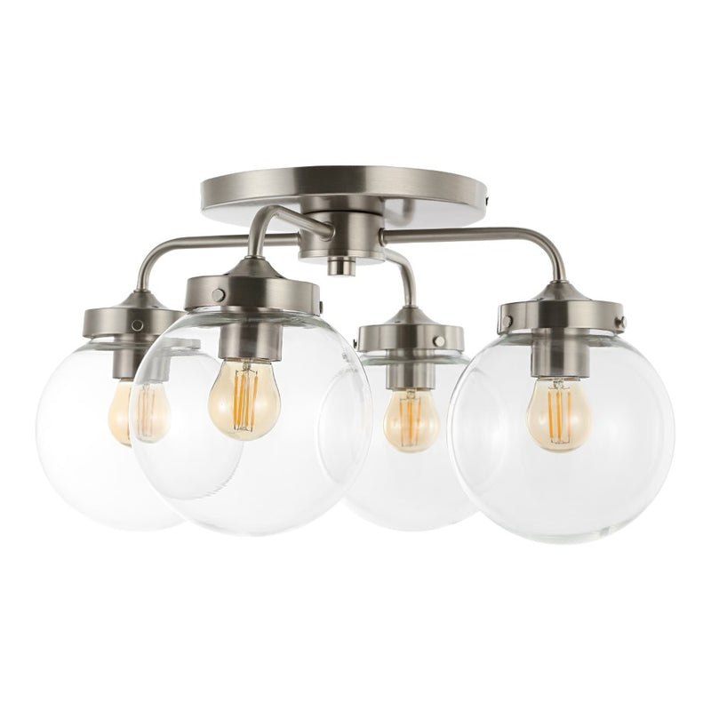 Piper 18" Farmhouse Rustic Iron/Glass LED Semi Flush Mount - JONATHAN Y