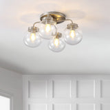 Piper 18" Farmhouse Rustic Iron/Glass LED Semi Flush Mount - JONATHAN Y