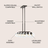 Julian 33.5" Farmhouse Bohemian Iron/Glass Linear LED Pendant - JONATHAN Y