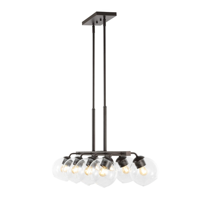 Julian 33.5" Farmhouse Bohemian Iron/Glass Linear LED Pendant - JONATHAN Y