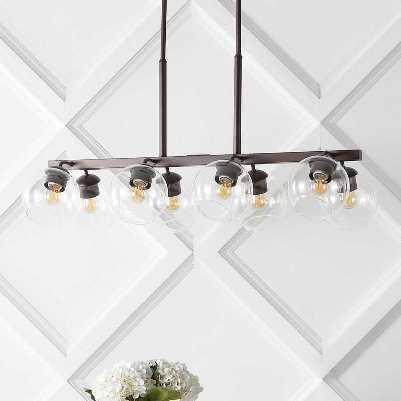 Julian 33.5" Farmhouse Bohemian Iron/Glass Linear LED Pendant - JONATHAN Y